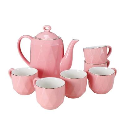 China Viable Nordic Custom Classic Classical Coffee Tea Afternoon Combination Set Household Luster Color Kettle Drinks Cup Cold Tea Set for sale