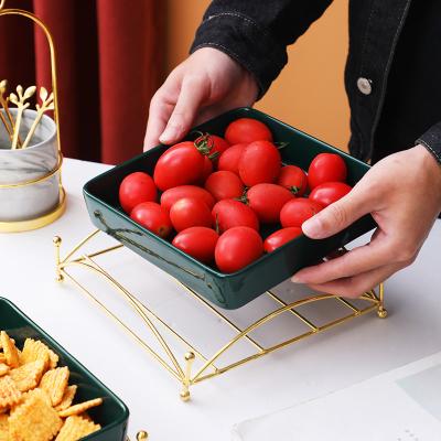 China European health and environmental protection hotel dessert dish afternoon tea decoration fruit dish, snack, confectionery and dessert luxury ceramic grid dish for sale