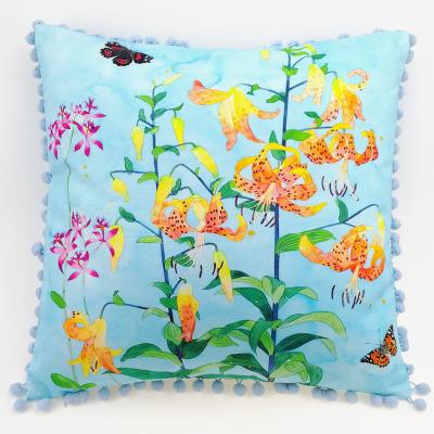 China Plain New Product Linen Cushion Covers Plants And Flowers Pattern for sale