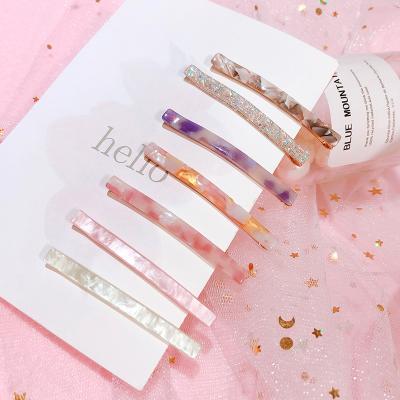 China Fashion DOWELL Acetic Acid Hair Side Clips Korean Simple Thin Female Hair Accessories Singleterms for sale