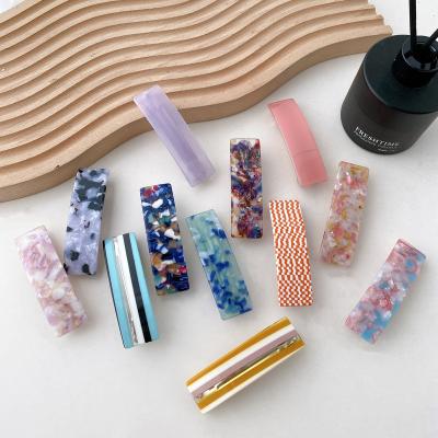 China Fashion DOWELL Hair Accessories Clip One Word Simple Horizontal Rectangular Acetate All-match Flat Hair Spring Hair Clips for sale