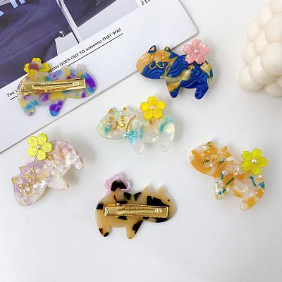 China Fashion To DOWELL 2022 Cool Hair Clip Side Clip Hair Accessories Small Cartoon Cute Cat Pearl Hair Clips for sale