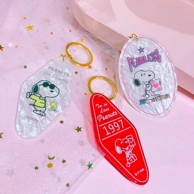 China Fashion Cartoon DOWELL Key Chains Cartoon Key Tag Acetate Custom Logo Stylish High Quality Pendant DOWELL Key Chains for sale