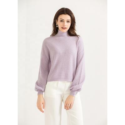 China Anti-wrinkle modern fashion ladies stand collar sweater knit pullover long sleeve knit sweater pullover for sale