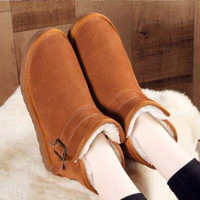 China Winter EVERGREEN Women's Suede Platform Sneaker Flat Shoes Plus Velvet Cotton Duck Snow Boots for sale