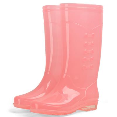 China Round Women's Fashionable Slip Resistant Waterproof Shoes Candy Colors Transparent Water Boots PVC Rain Boots for sale