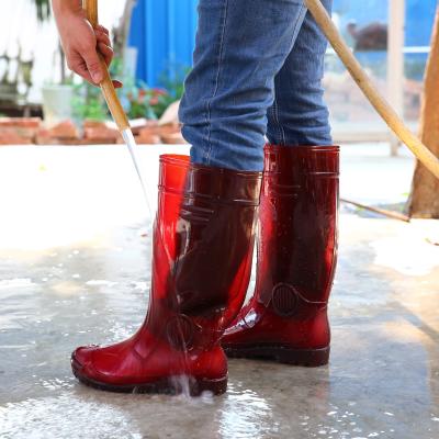 China EVERGREEN men women fashion PVC waterproof shoes knee high boots water rain boots for sale