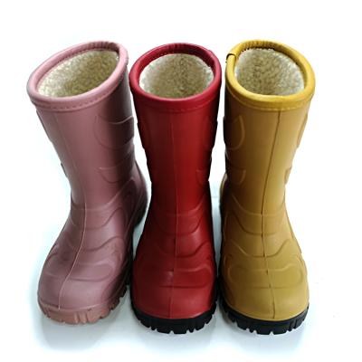 China 2020 New Winter EVERGREEN Children's Shoes PU Leather Keep Warm Waterproof Rain Boots For Kids for sale