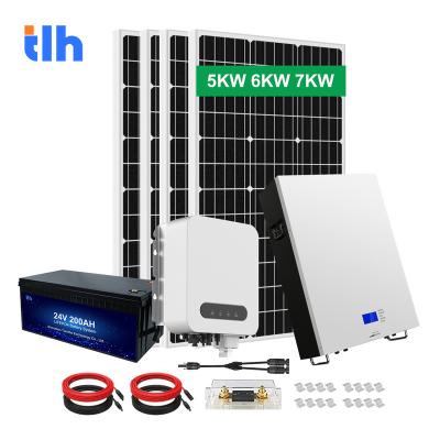 China Solar System Kit 5Kw 6kw 7Kw 10Kw Wholesale Home Solar Mounting Photovoltaic Power Generation System Solar Power System for sale