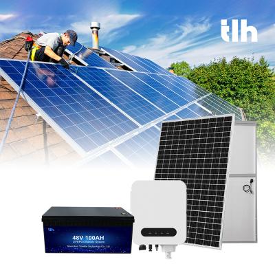 China Home Solar System Kit Solar Panel Inverter Energy Storage Battery Off Grid Photovoltaic System 5kw for sale