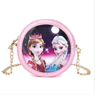 China Small Round PU Girls Shoulder Bags Kids PU Messenger Bag Girls Crossbody Bag Artificial Leather Kids Satchel for sale