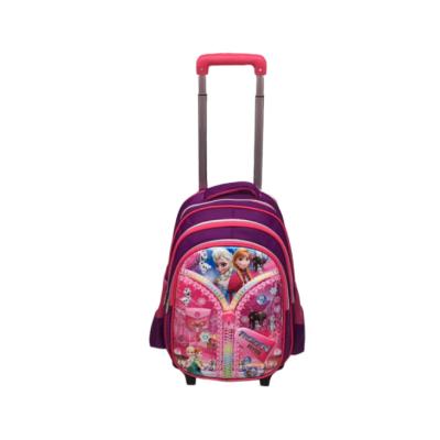 China Polyester Cartoon Trolley Moving Bag Kids Luggage Trolley Bag Trolley School Bags With Wheels for sale