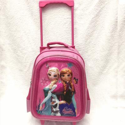 China PVC+Nylon Cartoon Kids Backpack 2-Wheeled Trolley Cabin Case Travel Luggage School Bag for sale