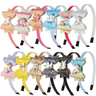 China Colorful Party Bow Headband Unicorn Hair Tie Hair Accessories Hair Circle for sale