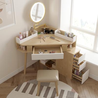 China Other European Bedroom Furniture Light Luxury Dresser Make Up Vanity Desk LED Light Table with Mirror and Stool Makeup Desk for sale