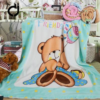 China Anti-pilling cute cartoon popular baby fleece knitted baby cheap knitted blanket for sale