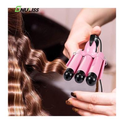 China Custom 450 Automatic Rotating Hair Curling Iron Custom 450 Women 2 in 1 Electric Pink Deep Wave Professional Three Barrel Curling Iron Hair Straightener Hair Curler Machine for sale