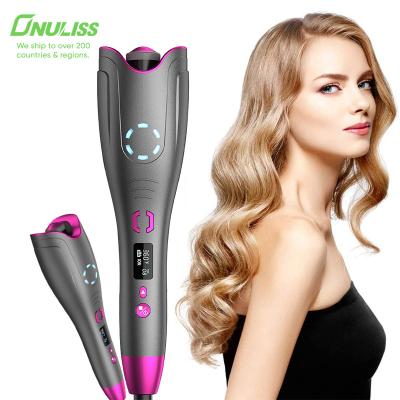 China CE ROHS Ceramic FCC Rotating Automatic Automatic Hair Curler Curling Iron Hair Curler Comb with LCD Temp Display Adjustable Temperature for sale