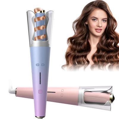 China Wholesale Portable Rohs Electric Ceramic Hesitate Hair Curler Automobile Rotating Small Automatic Hair Curler for sale