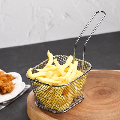 China Suitable Kitchen Restaurant Party Mini French Fries Stainless Steel Square Fried Mesh Food Filter Fryer Basket for sale