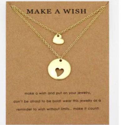 China Heart Shaped Heart Shaped Europe Peach Necklace Small Love Heart Necklace Set Alloy Hollow Pendant Plating Mother And Daughter Necklace for sale