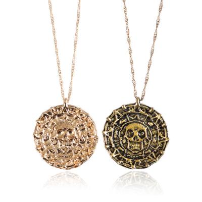 China EUROPE Pirates of the Caribbean Gold Coin Necklace Men's Necklace Skull Necklace Pendant for sale