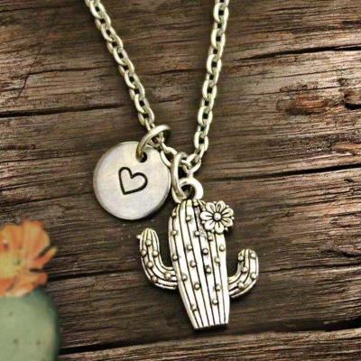 China Heart Love Cactus Desert Retro Europe Border Independent Station New European and American Wish Necklace for sale