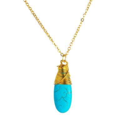 China Korea style hand-wound turquoise necklace jewelry, fresh and simple cross-border clavicle chain foreign trade for sale