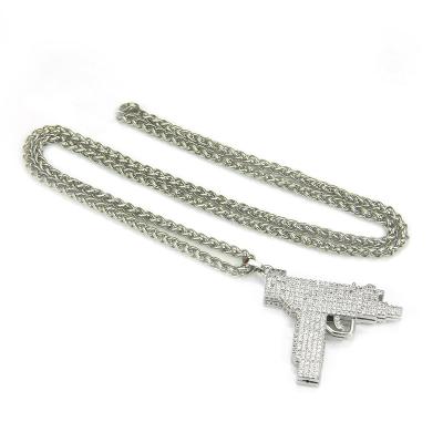 China Star Street Shoot UZI Submachine Gun Full Rhinestone Hop Chain Full Rhinestone Gun Pendant Necklace Kris Wu Same Necklace Hip Necklace for sale