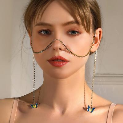 China Fashoin BaoYang's New Butterfly Colored Diamond Faces Fashion Stage Catwalk Rhinestone Chain Full Face Chain for sale