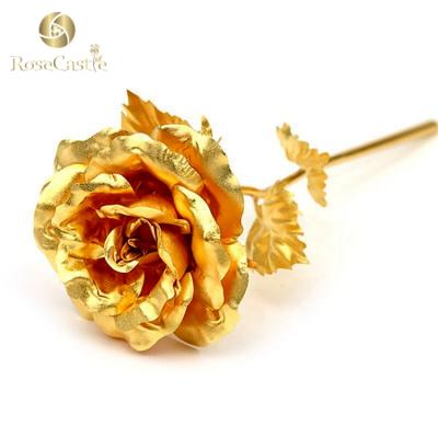 China European Wholesale High Quality Artificial Golden Rose Flower 24K Gold for sale