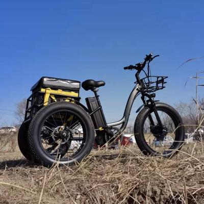 China Multifunctional Electric Bicycle Manufacture Tianjin 24 Inch Tire 3 Fat Wheel Electric Tricycle Motorcycle for sale