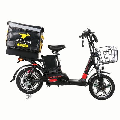 China Steel City Fast Food Delivery Pizza Box Bag Electric Bicycle 18 Inch 350w With Big Back Box for sale