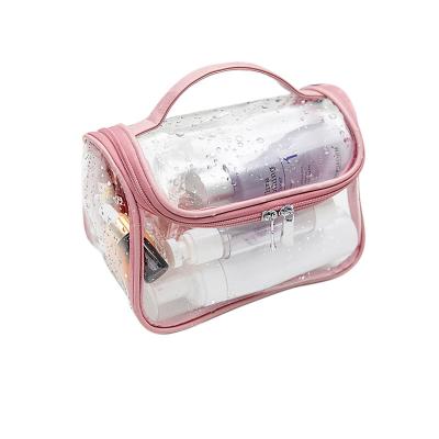 China PVC Thickness Transparent Toiletry Bag Portable Waterproof Cosmetic Bag for sale