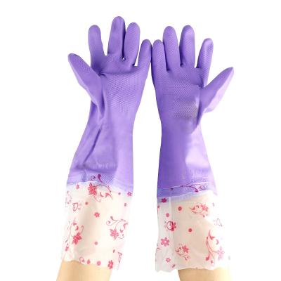 China Flocklined PVC Lightweight Extra Long Sleeves Household Gloves Long PVC Gloves for sale