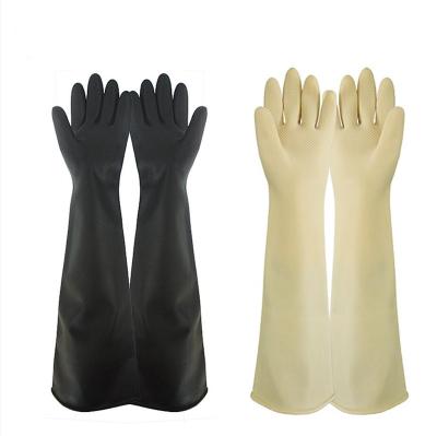 China Protective Working Workwear 60cm Long Black White Protective Industry Anti Chemical Acid Alkali Work Latex Rubber Gloves GAC0008 for sale