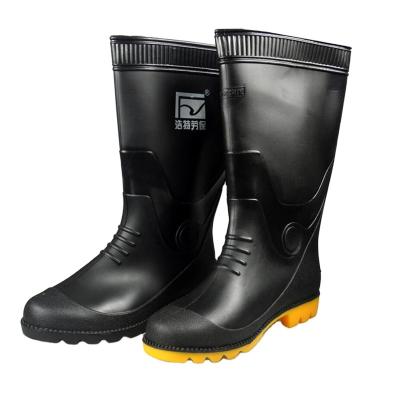 China Mud Waterproof Ground Construction Garden Rain Boots Waterproof Black Rubber Rain Boot for sale