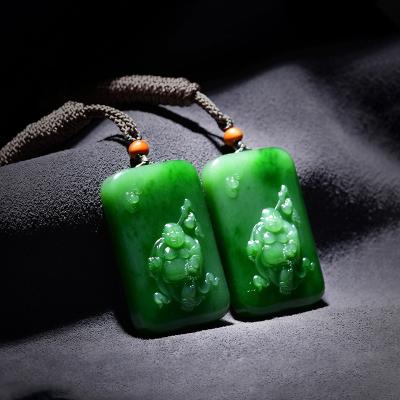 China Crystal Shop Natural Hetian Jade Russian Brand Jasper Pink Green Pendant Carved Buddha Smile Cutouts for sale