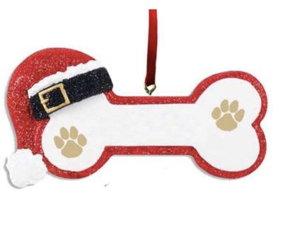 China China Santa Hat Dog Bone Ornaments Custom Made Paw Christmas Tree Ornament Pet Cat Christmas Home Pet Ornament for sale