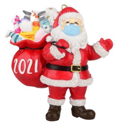 China Ornamento d'adornos de Navidad Santa With Mask Personalized Xmas Tree Ornament Christmas Gift 2021 Quarantine Christmas Party Decoration Gift for sale