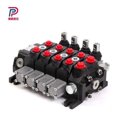 China Compact structure DCV60 Series 35Mpa Handle Control 4 Joystick 60L/min Hydraulic Sectional Directional Valve for sale