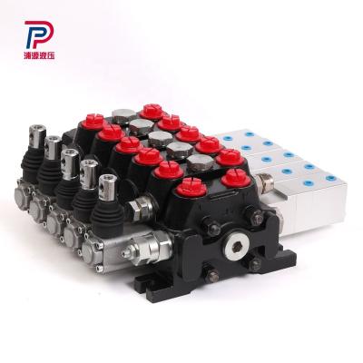 China Compact structure Puyuan Factory DCV100 Series 5 Spools Sectional 100LPM Electric-hydraulic Control Multi-Way Directional Valve For Engineering Dr for sale