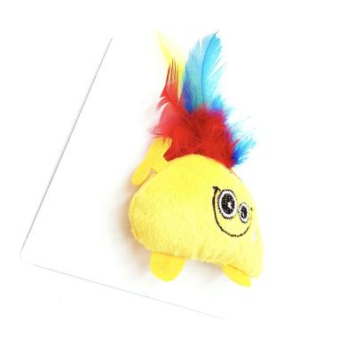 China Viable High Quality Fluffy Hemp Organic Stuff Moving Soft Monster Plush Puzzle Cat Toys With Yellow for sale