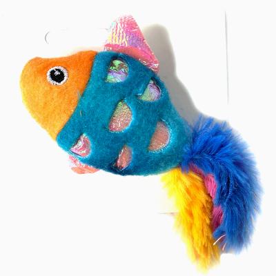 China Sustainable Manufacturer Cute Interactive Plush Fish Stuffed Fat Cat Toys With Colorful Tails for sale