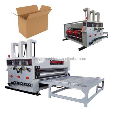 China Hotels Semi-auto Rotary Letterpress Two Color Printing Press Line Driver Flexo Slotter Die Cutter Rotary Corrugated Cardboard Box Making Machine à venda