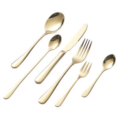 China High Grade 304 Stainless Steel Flatware Set Hotel Restaurant Wedding Gold Viable 6 Pieces Luxury Cutlery Set for sale