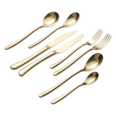 China Luxury Hotel High Grade Flatware Organizer Silverware Set Glossy Stainless Steel Gold Viable Flatware Set For Wedding for sale