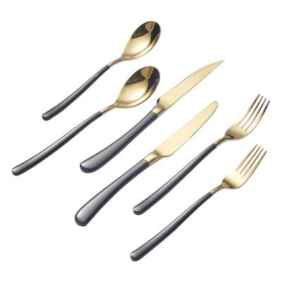 China Viable Wholesale Royal Flatware Set Good Quality Silverware 304 Stainless Steel Dinnerware Set Gold Cutlery Utensil Set Western for sale