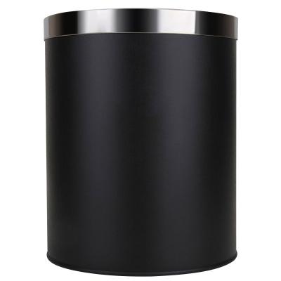 China Hot Selling 10L Stainless Steel Hotel Black Garbage Can Metal Office Household Waste Bin Durable Double Layer Bedroom Waste Dust Bin for sale