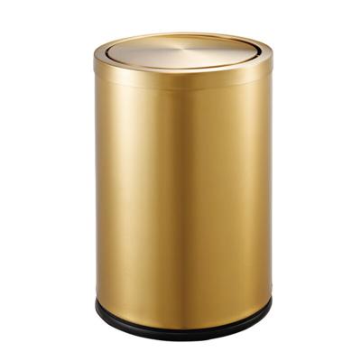 China Round Double Layer Three Piece Waste Barrel Stainless Steel Cover Canned Hotel Storage Sustainable Hot Selling Rolling Garbage Trash Can for sale